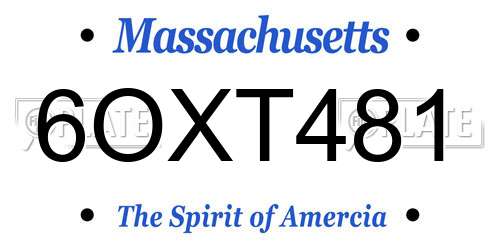 6OXT481 Massachusetts License Plate