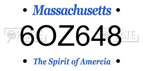 6OZ648 Massachusetts License Plate