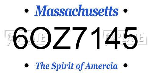6OZ7145 Massachusetts License Plate