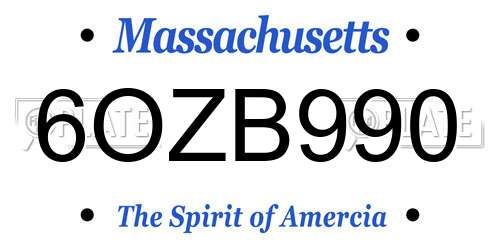 6OZB990 Massachusetts License Plate