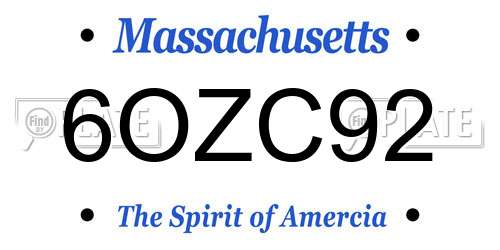 6OZC92 Massachusetts License Plate
