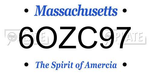 6OZC97 Massachusetts License Plate