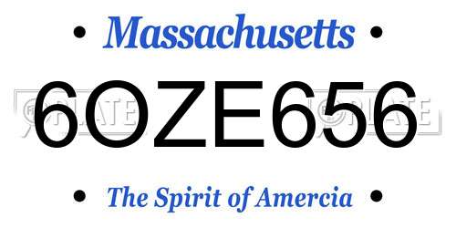 6OZE656 Massachusetts License Plate