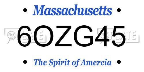 6OZG45 Massachusetts License Plate