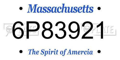 6P83921 Massachusetts License Plate