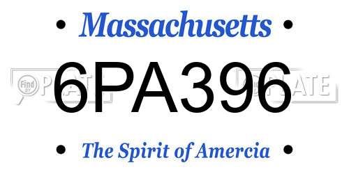 6PA396 Massachusetts License Plate