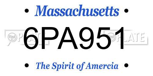 6PA951 Massachusetts License Plate