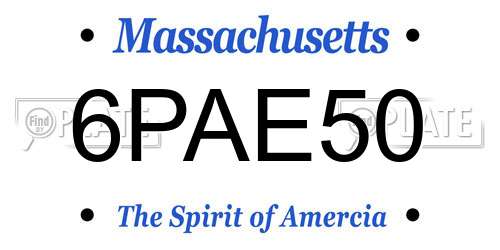6PAE50 Massachusetts License Plate