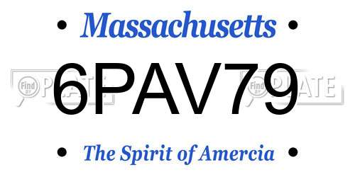 6PAV79 Massachusetts License Plate