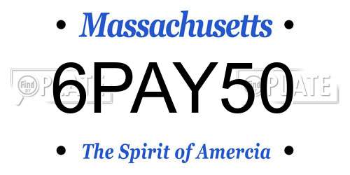 6PAY50 Massachusetts License Plate