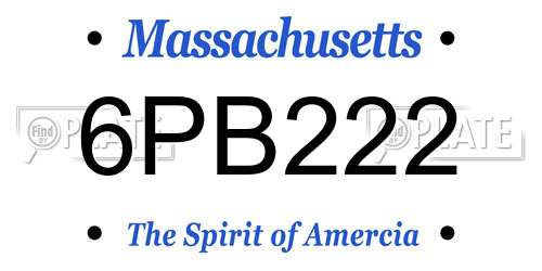 6PB222 Massachusetts License Plate