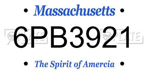6PB3921 Massachusetts License Plate