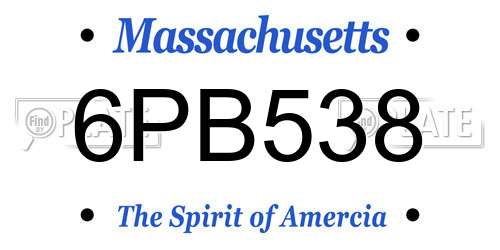 6PB538 Massachusetts License Plate