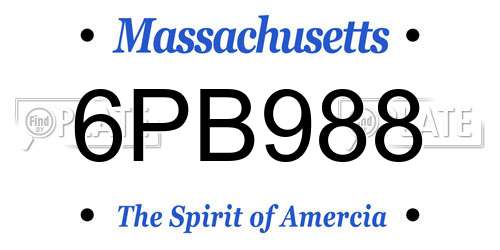 6PB988 Massachusetts License Plate
