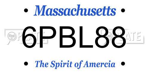 6PBL88 Massachusetts License Plate