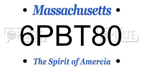 6PBT80 Massachusetts License Plate