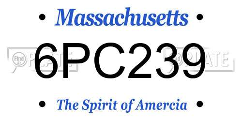 6PC239 Massachusetts License Plate