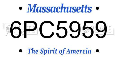 6PC5959 Massachusetts License Plate