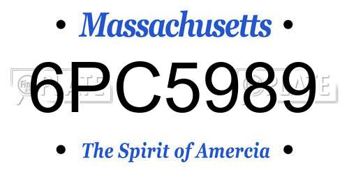 6PC5989 Massachusetts License Plate