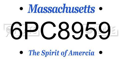 6PC8959 Massachusetts License Plate