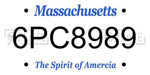6PC8989 Massachusetts License Plate