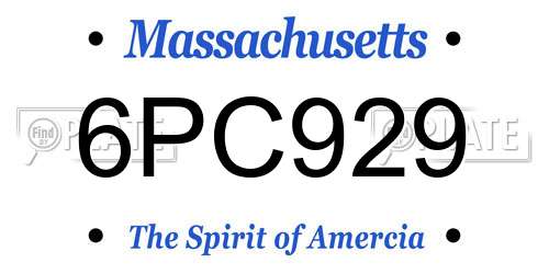 6PC929 Massachusetts License Plate