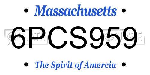 6PCS959 Massachusetts License Plate