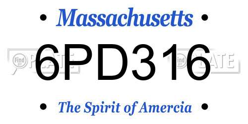 6PD316 Massachusetts License Plate