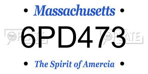 6PD473 Massachusetts License Plate