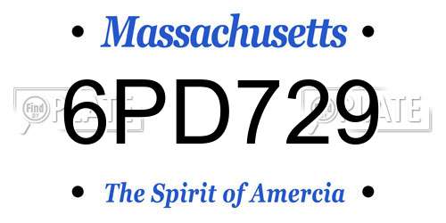 6PD729 Massachusetts License Plate