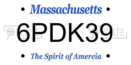 6PDK39 Massachusetts License Plate