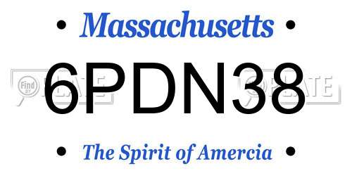 6PDN38 Massachusetts License Plate