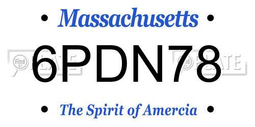 6PDN78 Massachusetts License Plate