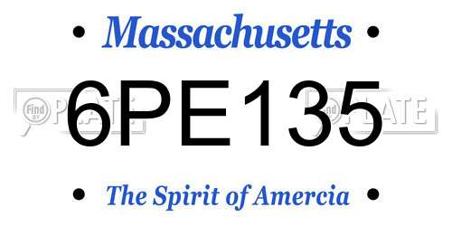 6PE135 Massachusetts License Plate