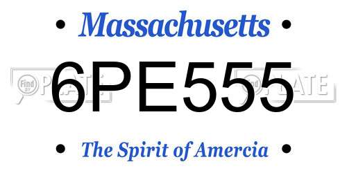 6PE555 Massachusetts License Plate