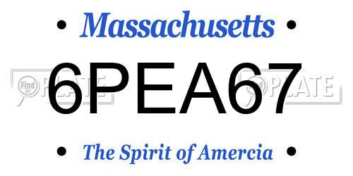 6PEA67 Massachusetts License Plate