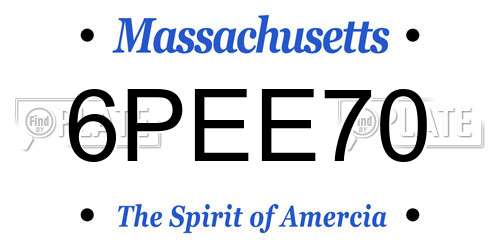 6PEE70 Massachusetts License Plate