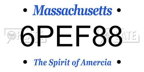 6PEF88 Massachusetts License Plate