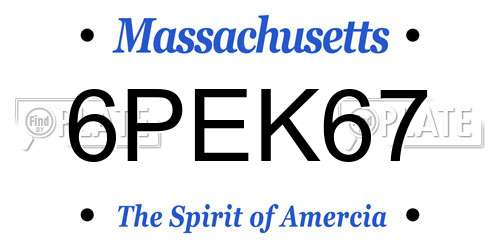 6PEK67 Massachusetts License Plate