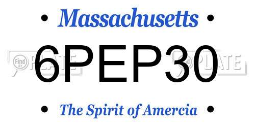 6PEP30 Massachusetts License Plate