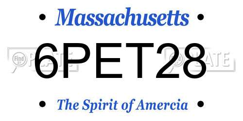 6PET28 Massachusetts License Plate
