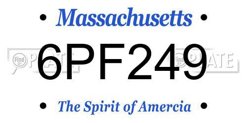 6PF249 Massachusetts License Plate