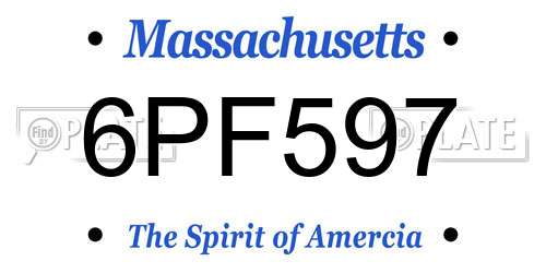 6PF597 Massachusetts License Plate