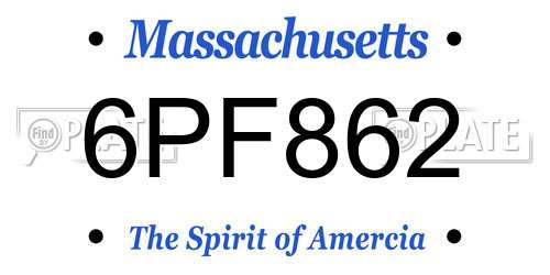 6PF862 Massachusetts License Plate