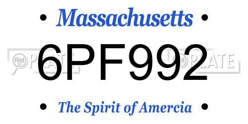 6PF992 Massachusetts License Plate