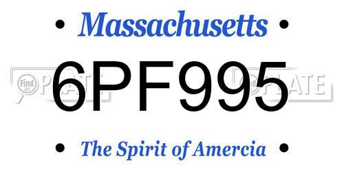 6PF995 Massachusetts License Plate