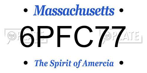 6PFC77 Massachusetts License Plate