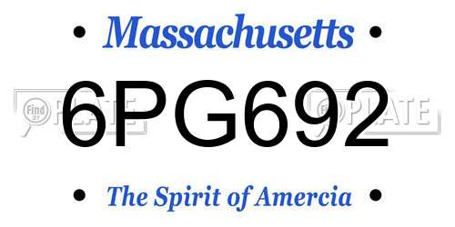 6PG692 Massachusetts License Plate