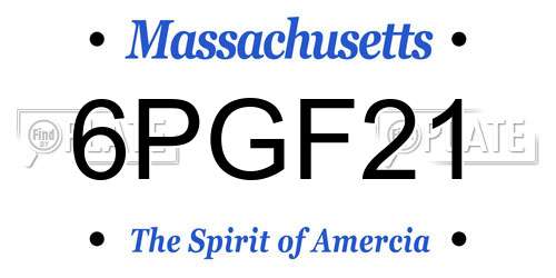 6PGF21 Massachusetts License Plate