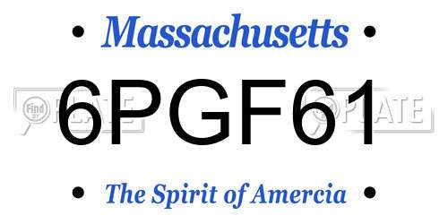 6PGF61 Massachusetts License Plate